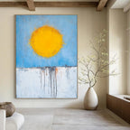 Sun Over Dripping Horizon Abstract Painting for Bohemian - Style Cafes GAB0835