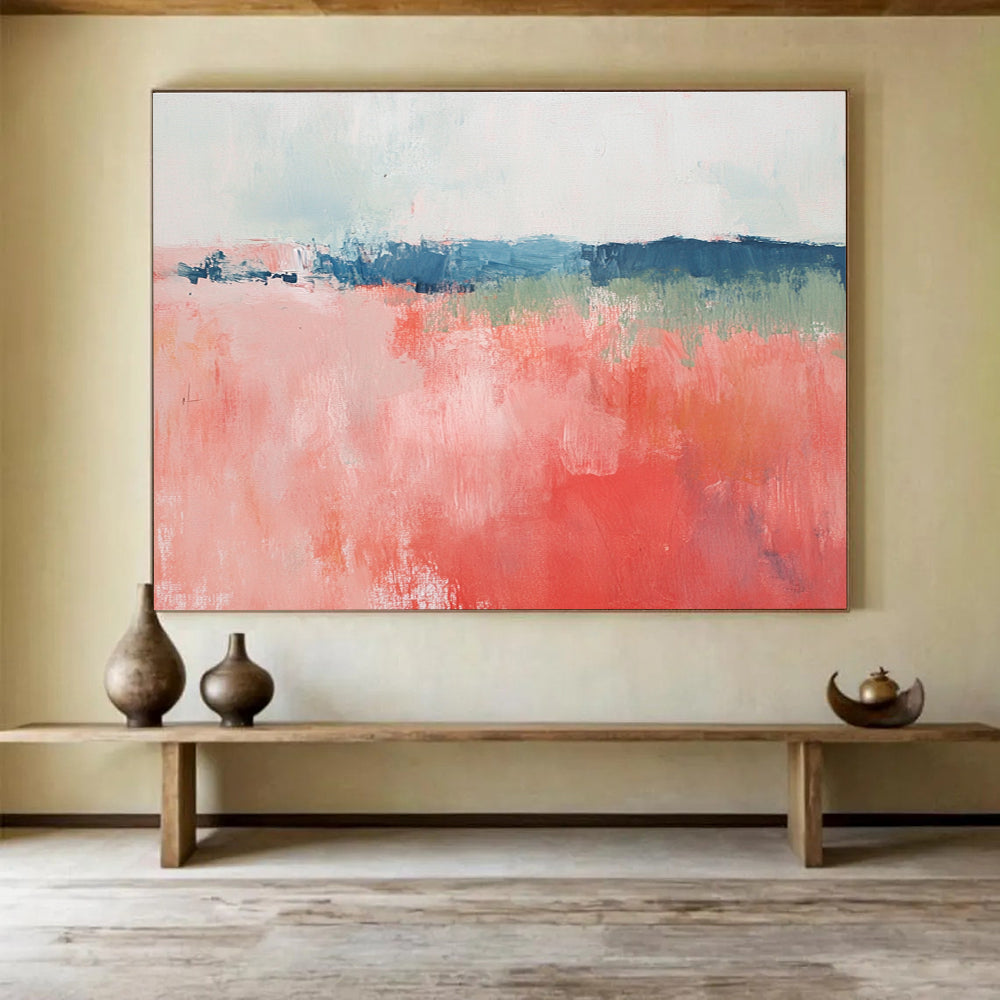 Pink - Blue Abstract Field Painting ABS216