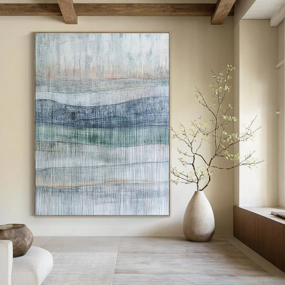 Layered Line Abstract Painting for Minimalist Office Waiting Areas GAB1171