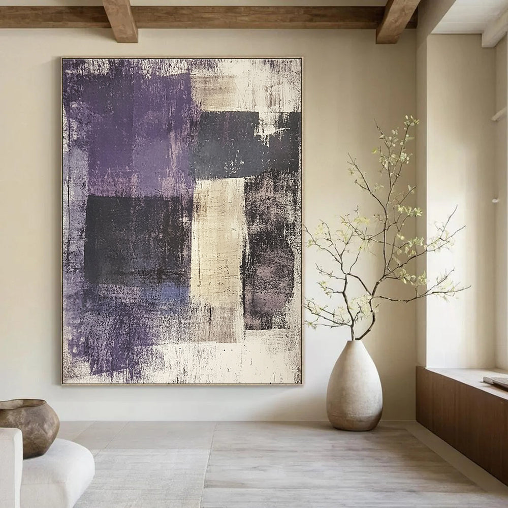 Minimalist Color Block Abstract Painting in Purple Tones GAB0662