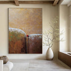Two Forms with Red Sphere Abstract Painting for Thought - Provoking Study Spaces HENG033