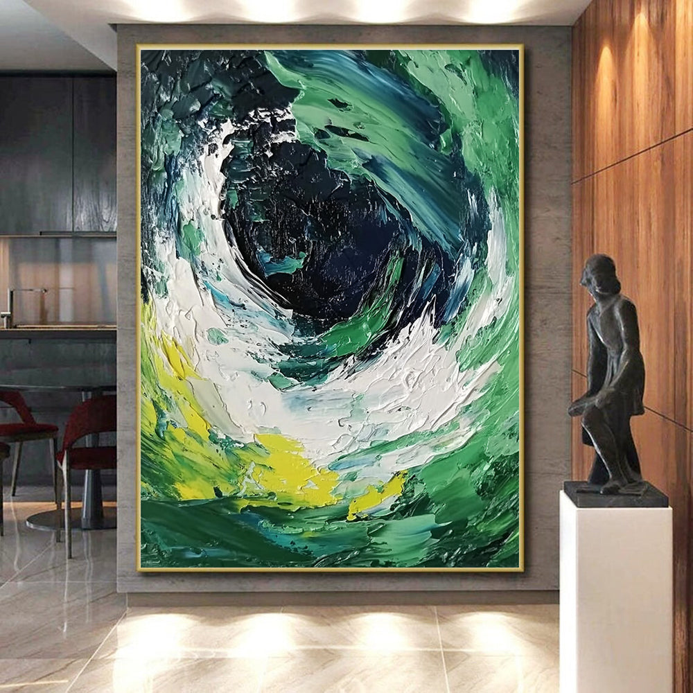 Green and Blue Swirl Abstract Painting with Dynamic Energy WINK070
