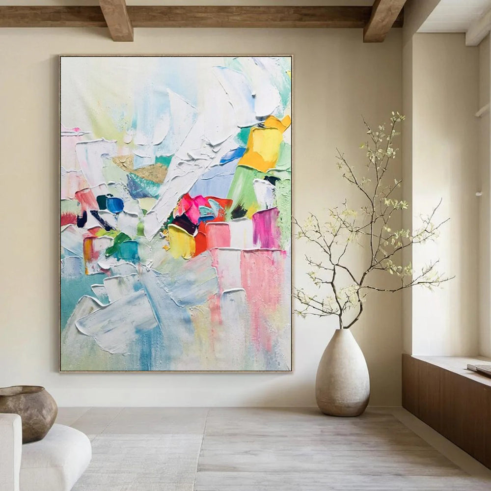 Dynamic Colorful Abstract Composition Painting for Energetic Spaces HENG267
