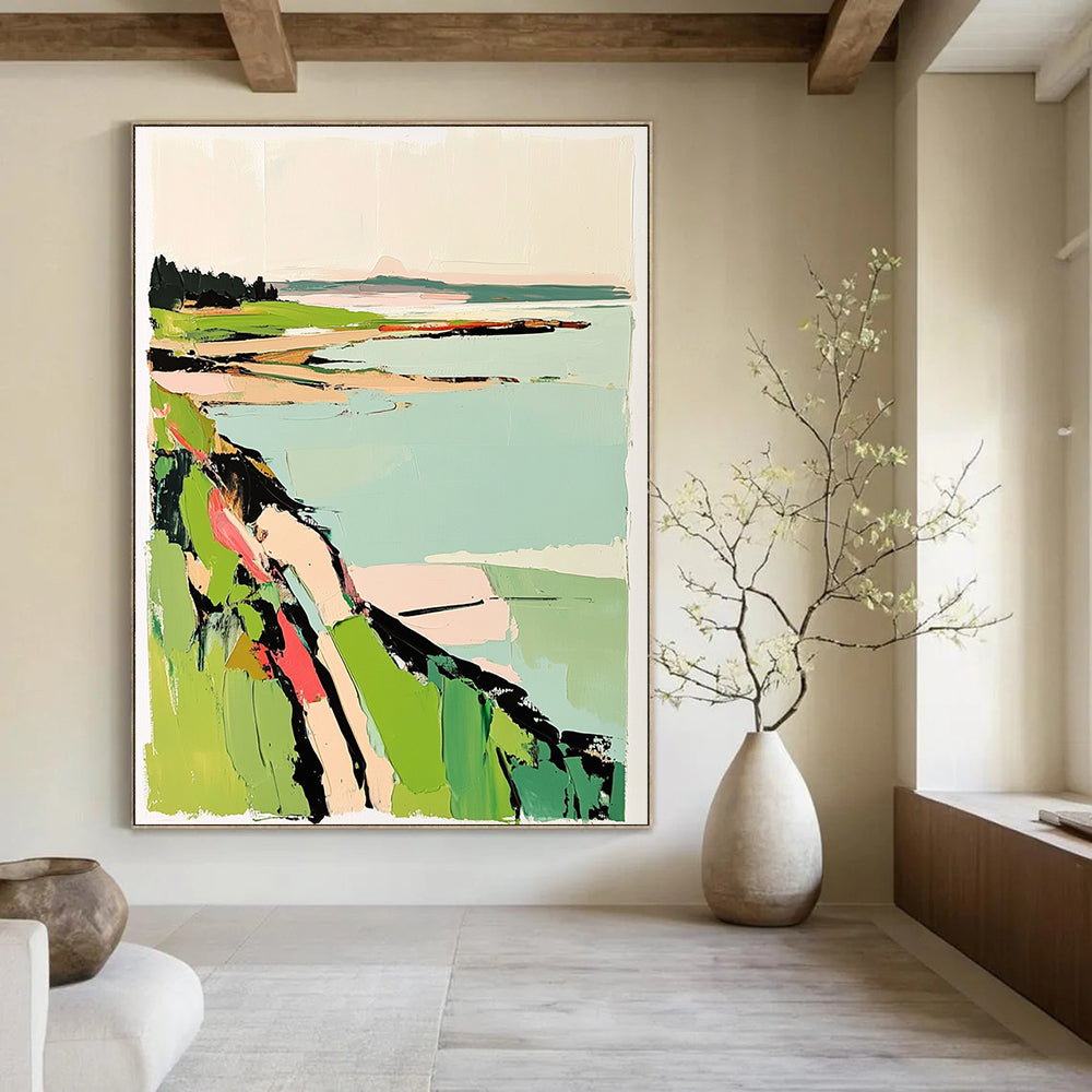 Coastal Landscape Abstract Painting for Bohemian - Style Beach Houses GAB1336