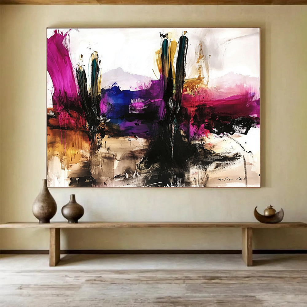 Vibrant Desert Cactus Abstract Painting ABS207