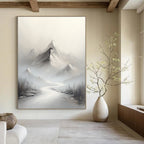 Misty Mountain River Ethereal Landscape Abstract Painting for Tranquil Spaces GAB1540