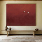 Red - Crane Abstract Painting for Serene Asian - Inspired Spas YHT389