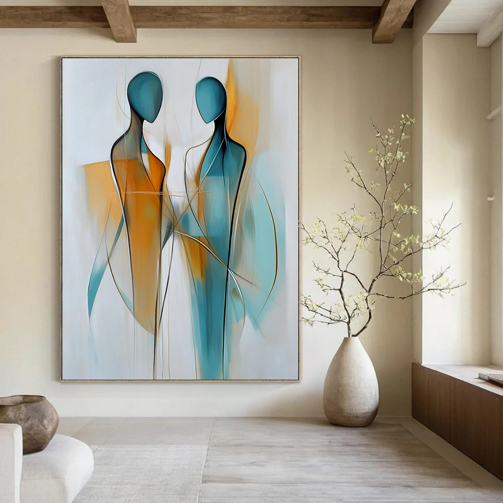 Connected Figure Abstract Painting for Community Center Gathering Spaces GAB1178