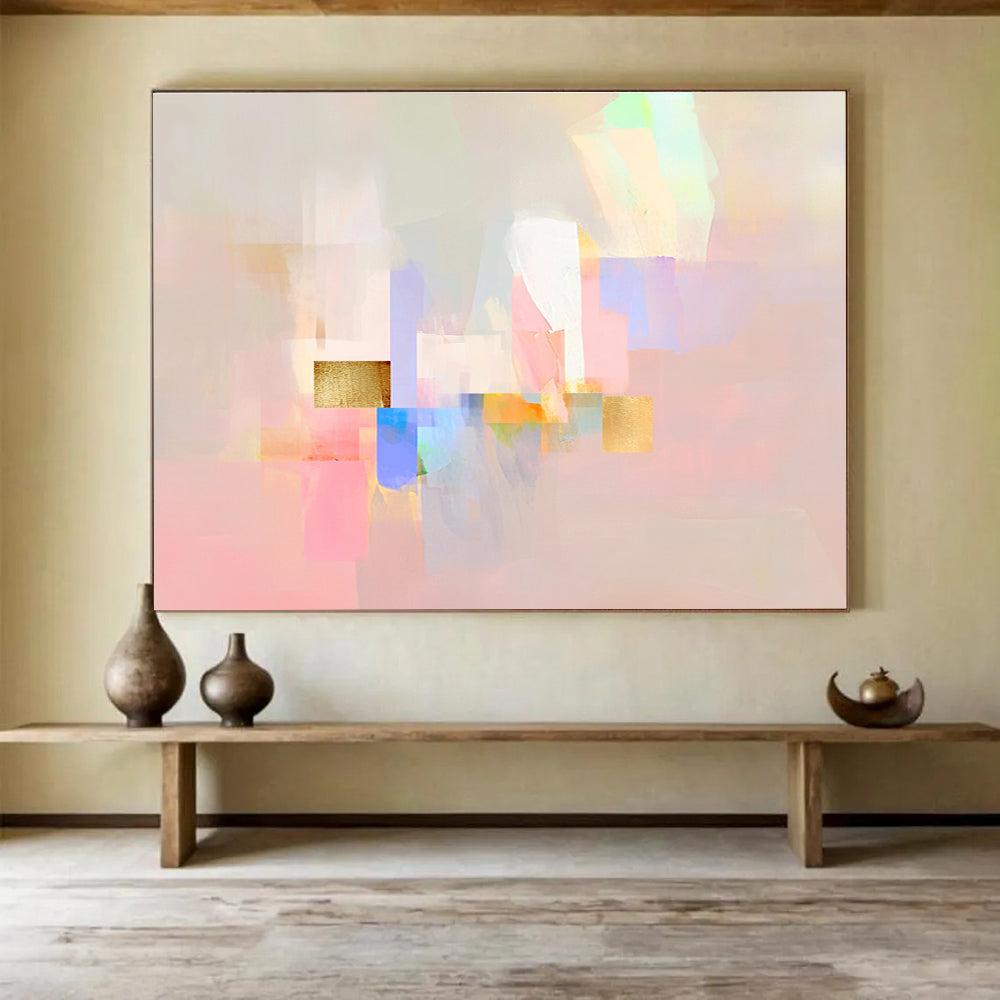 Pastel and Gold Geometric Abstract Painting ABS204