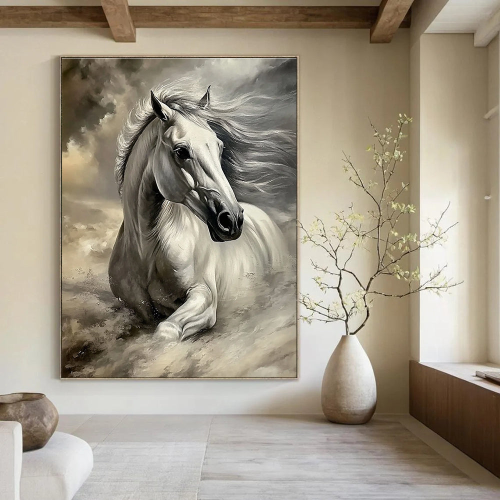 Majestic White Horse Painting of Ethereal Grace GAB0191