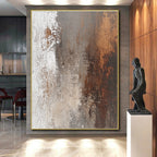 Rustic Brown and White Abstract Painting with Earthy Warmth WINK115