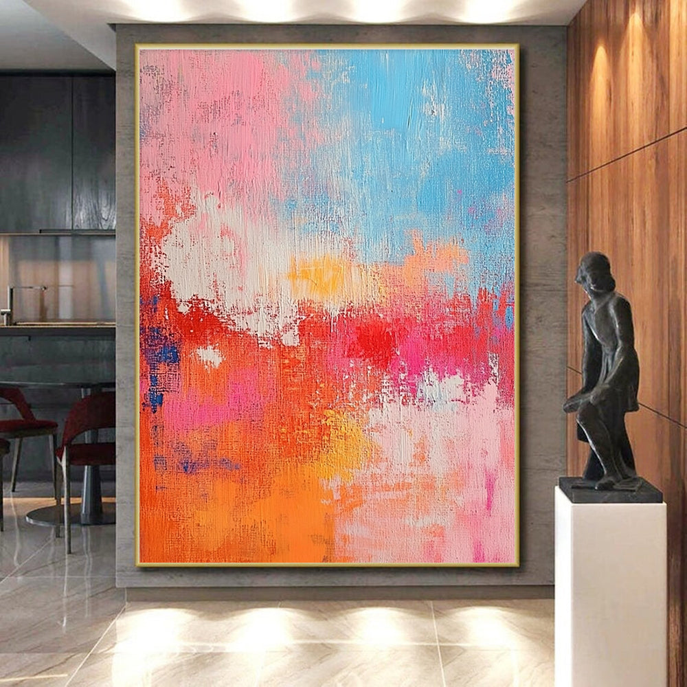 Pink Orange Abstract Painting with Playful Warmth WINK698
