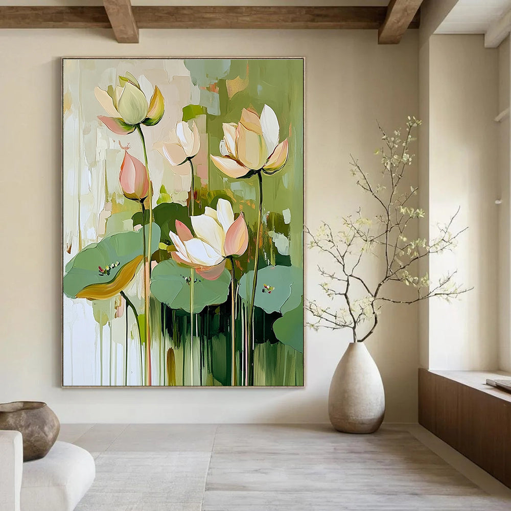 Lotus Flower Bunch - Elegant Floral Abstract Painting GAB0619