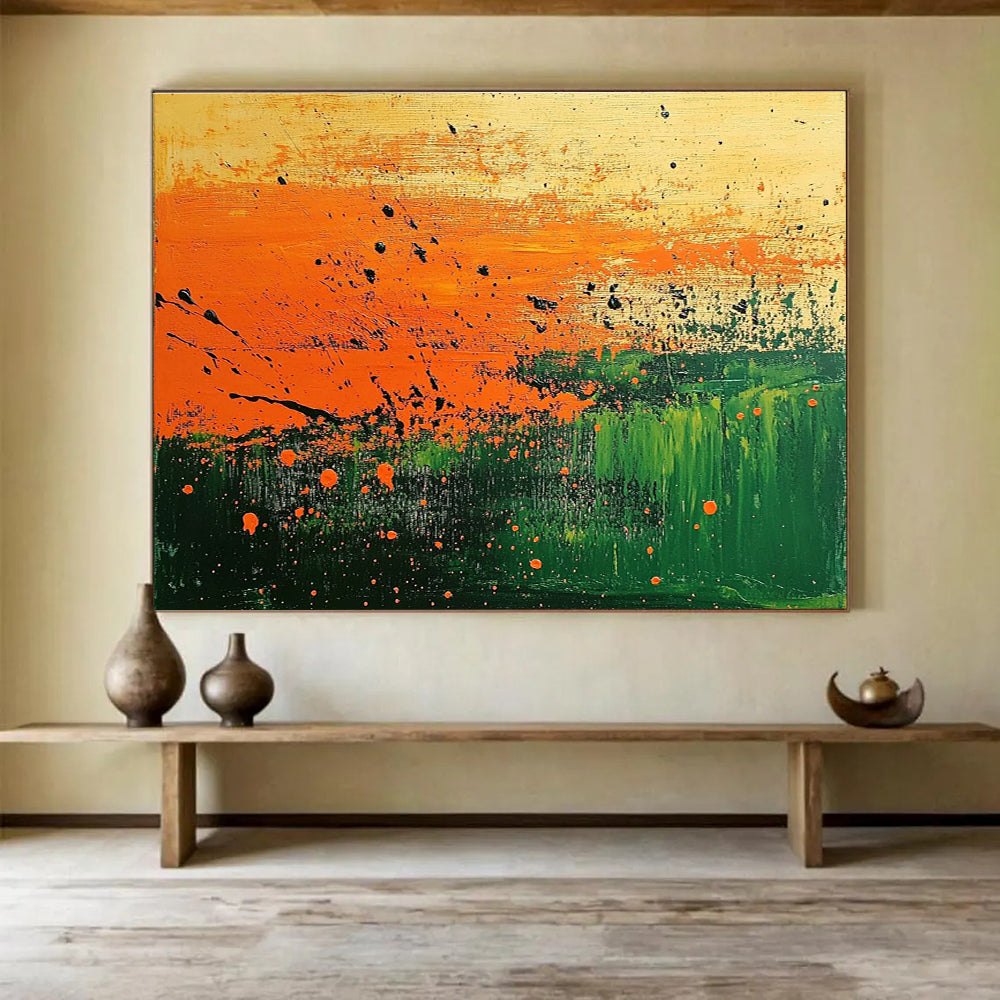 Splatter - Style Landscape Abstract Painting with Bold Color Splashes ABS250
