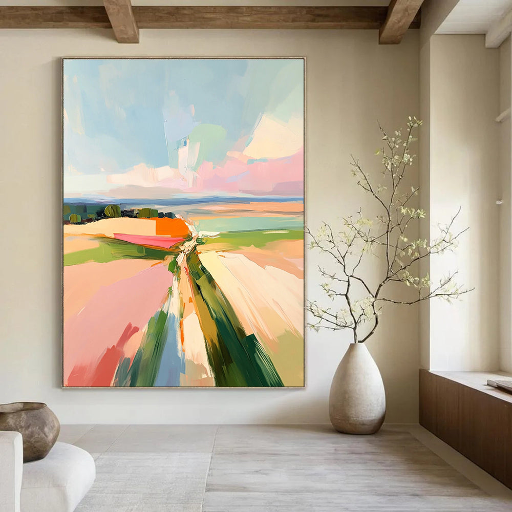 Abstract Landscape with Soft Colors Painting for Serene Living Rooms GAB1144