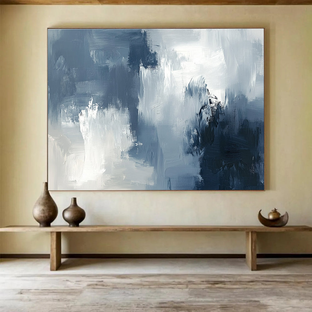 Moody Gray - Blue Abstract Painting ABS209