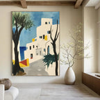 Coastal Village Art Vibrant Landscape Abstract Painting GAB0255