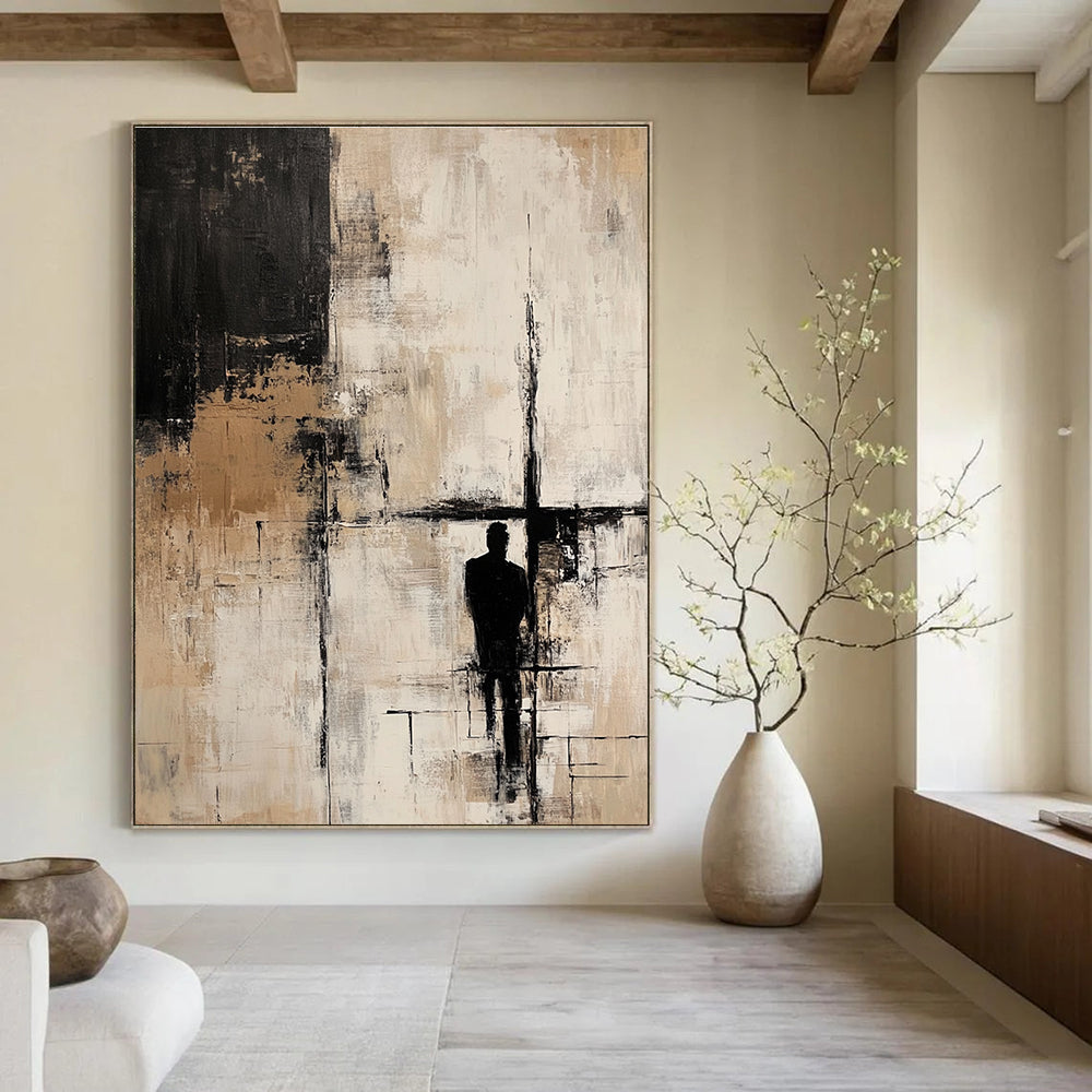 Silhouette - Themed Neutral - Tones Abstract Painting for Thoughtful Study Rooms GAB0910