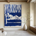 Blue and White Figure Minimalist Abstract Painting GAB0369