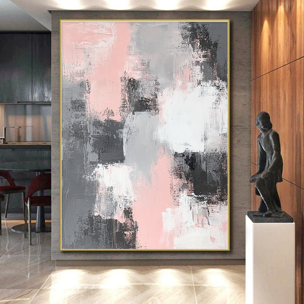 Pink and Gray Abstract Painting with Gentle Contrast WINK317