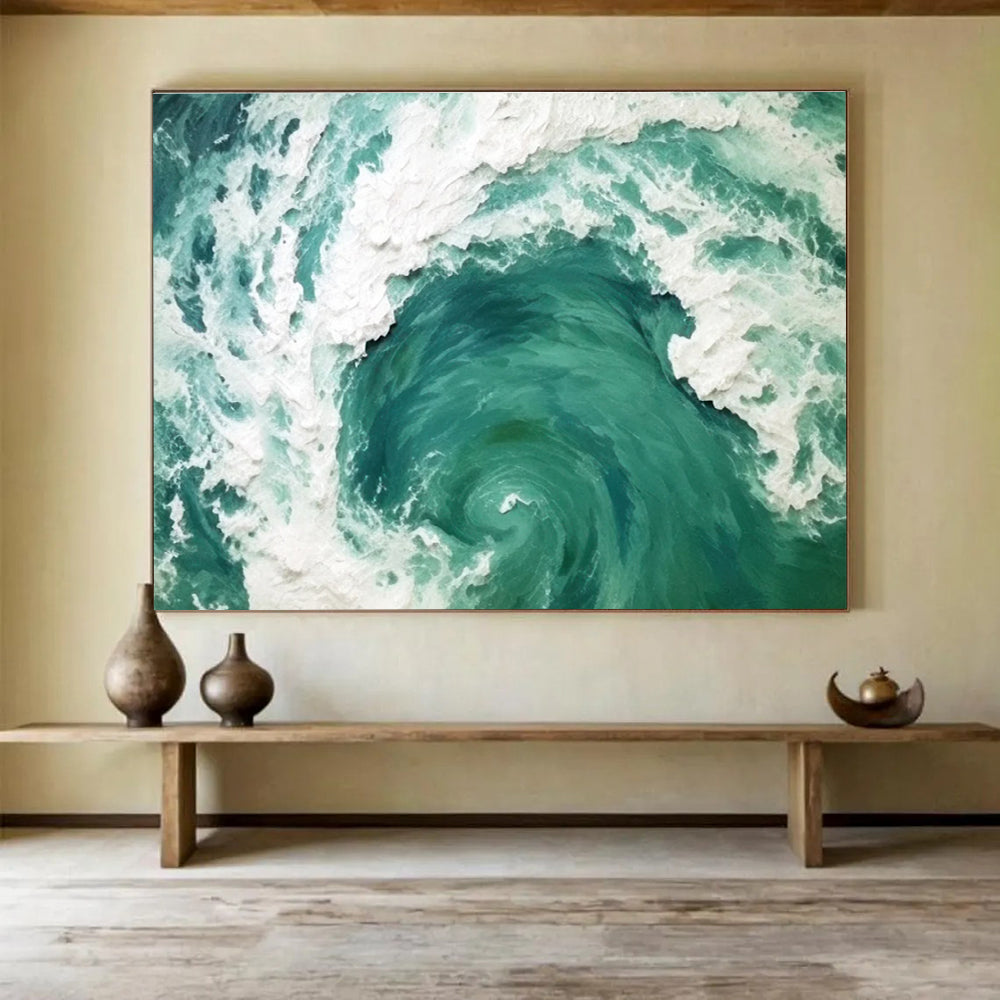 Turbulent Sea Abstract Painting for Dynamic Interiors YHT063