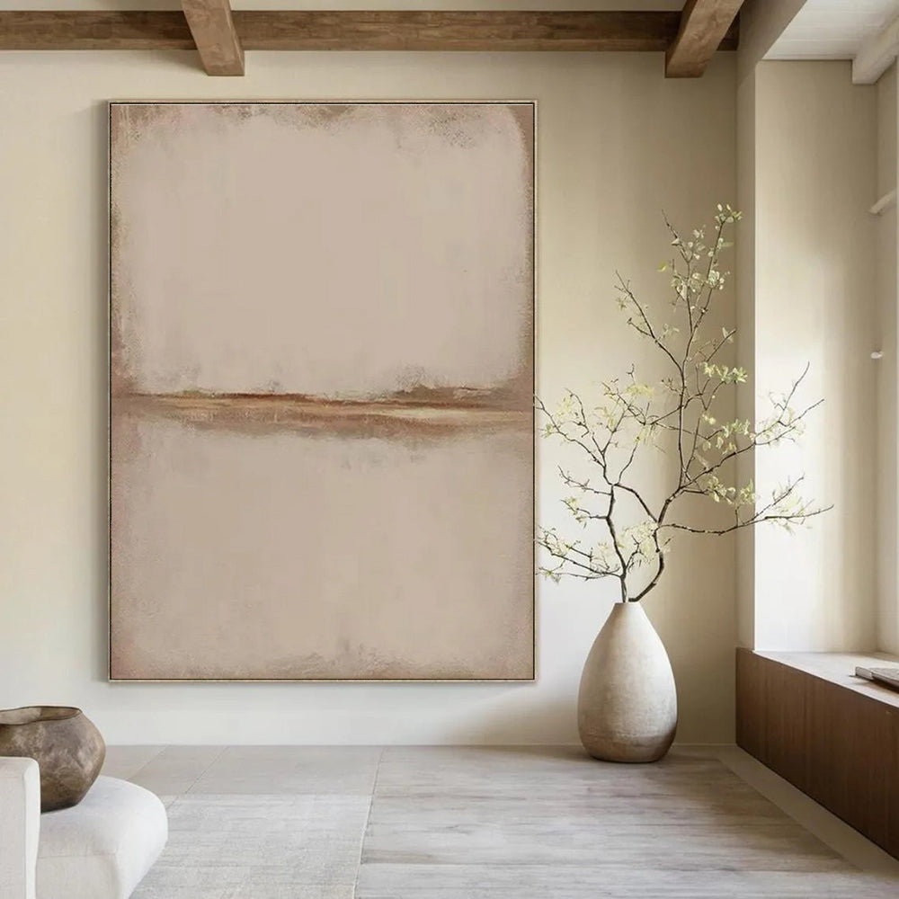 Beige and Brown Minimalist Abstract Painting for Timeless Home Offices HENG494