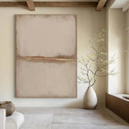 Beige and Brown Minimalist Abstract Painting for Timeless Home Offices HENG494