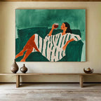 Woman Relaxing with Wine Abstract Painting ABS582
