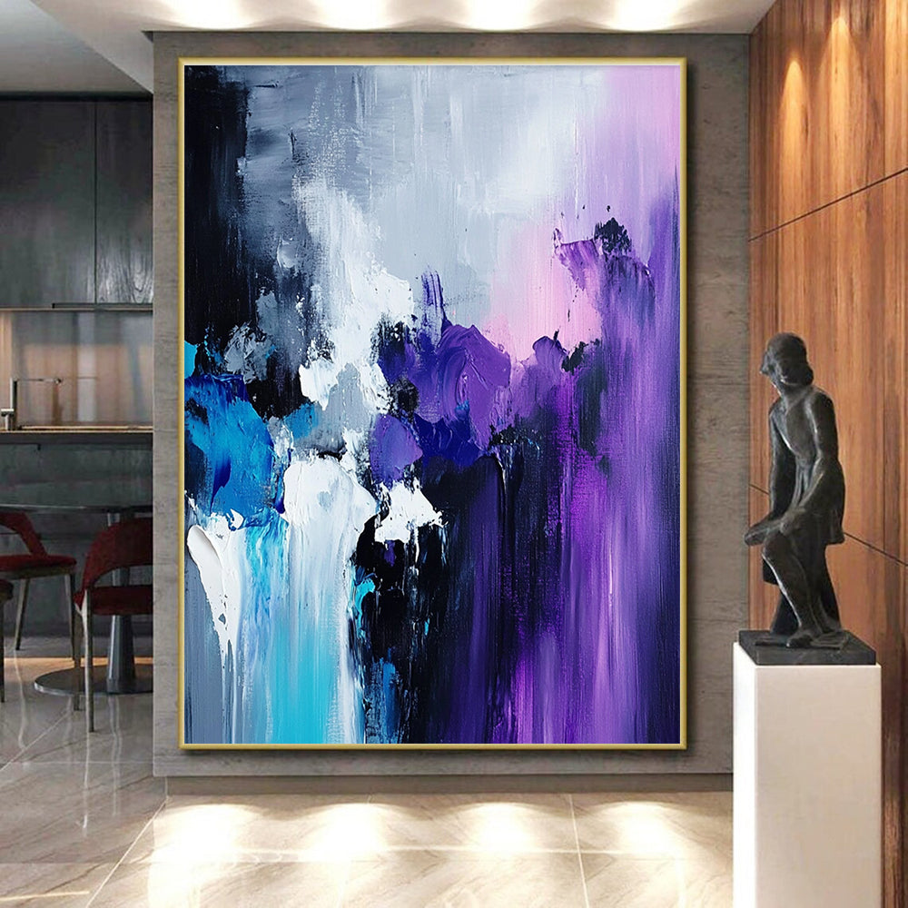 Purple Blue White Abstract Painting with Mystical Depths WINK515