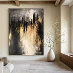 Silhouettes in Gold and Gray Abstract Painting for Modern Art Galleries GAB0836