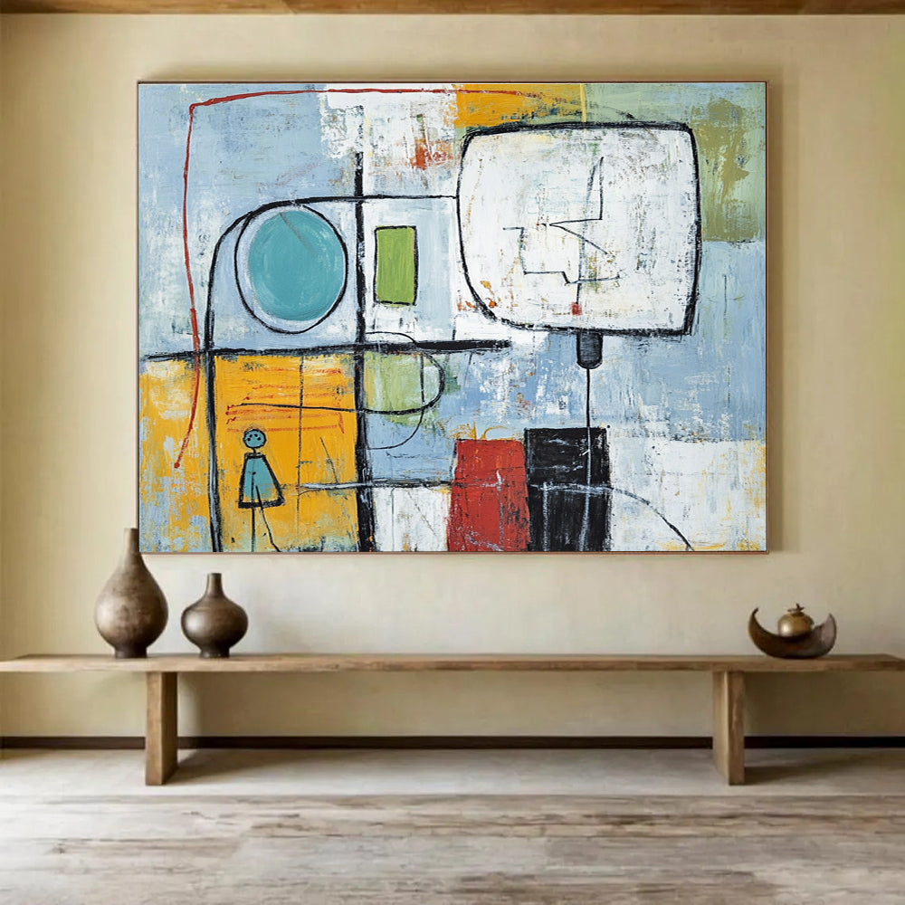 Abstract Figure and Shapes with Mixed Colors Abstract Painting ABS353
