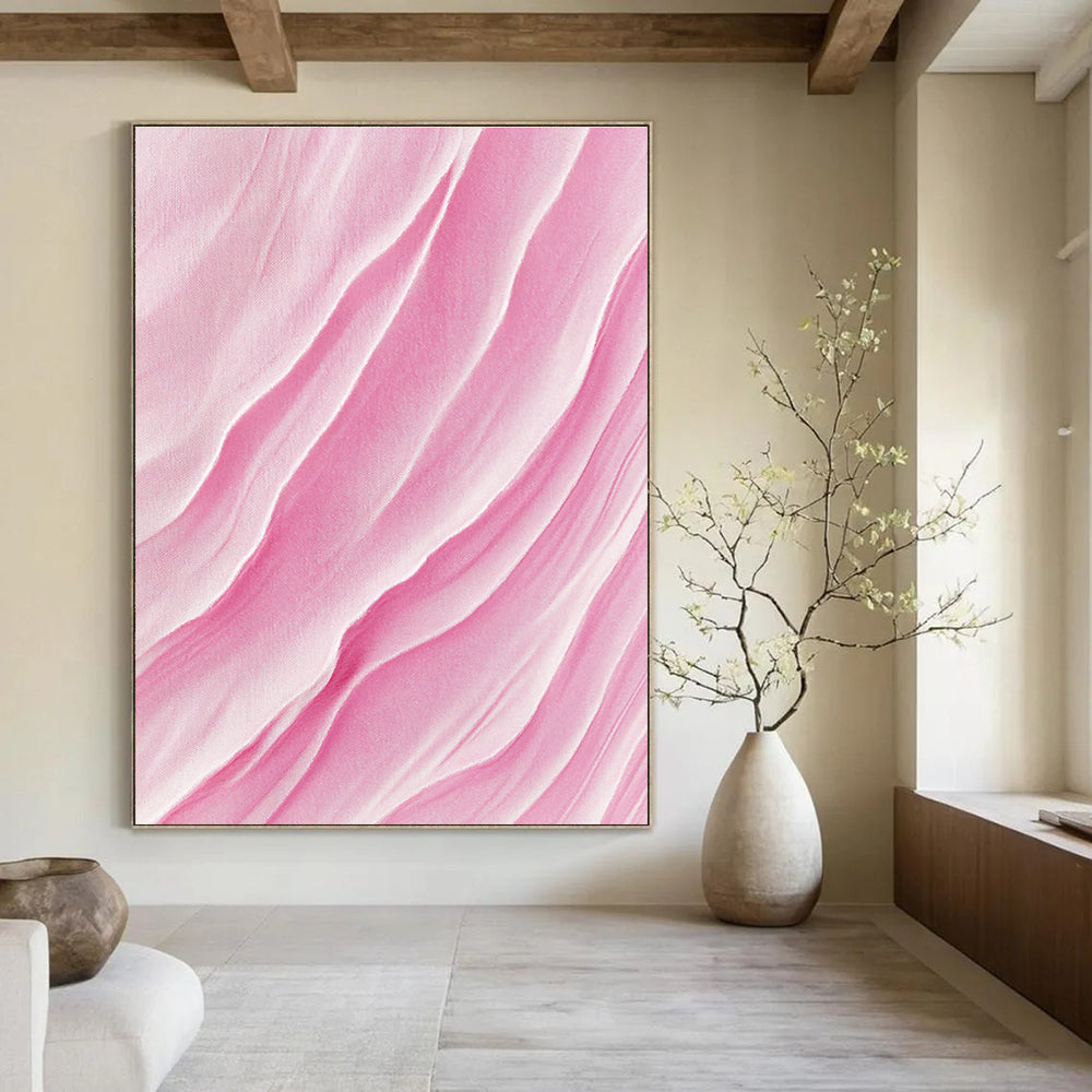 Pink Wavy Texture Abstract Painting for Feminine Spaces GAB1456