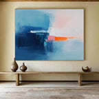 Blue and Pink Abstract Painting with Gentle Color Transitions ABS412