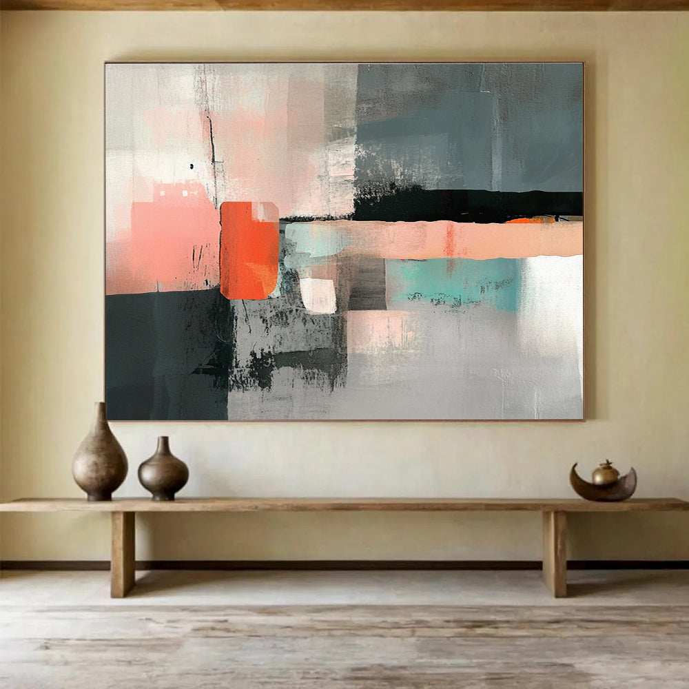 Minimalist Geometric Abstract Painting with Subtle Textured Layers ABS532