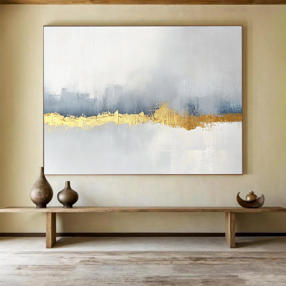 Elegant Gold - Accented Minimalist Abstract Painting with Subtle Textures ABS226