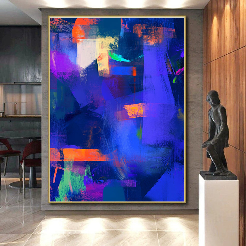 Purple - Blue Abstract Fusion Painting with Mysterious Allure WINK407