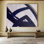 Dark Blue Abstract Lines Painting for Modern Corporate Lobbies YHT350