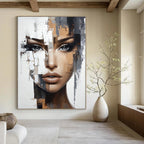 Fragmented Face Abstract Painting with Modern Textures GAB0021