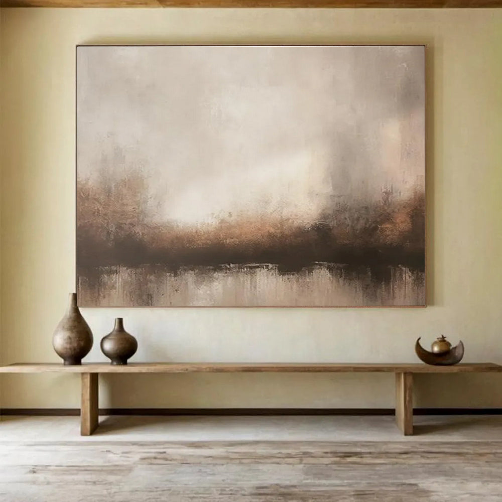 Neutral Tones Abstract Landscape Painting for Minimalist Bedrooms YHT321