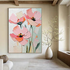 Textured Pink Flower Abstract Painting: Layered Petals & Soft Hues GAB0950