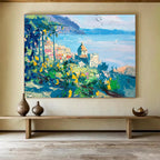 Coastal Town Abstract Painting for Italian Restaurant Dining Areas YHT425
