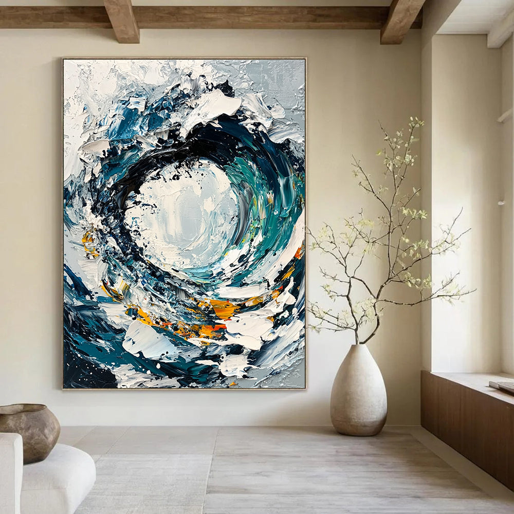 Swirling Wave Abstract Painting for Nautical Vibes GAB0733