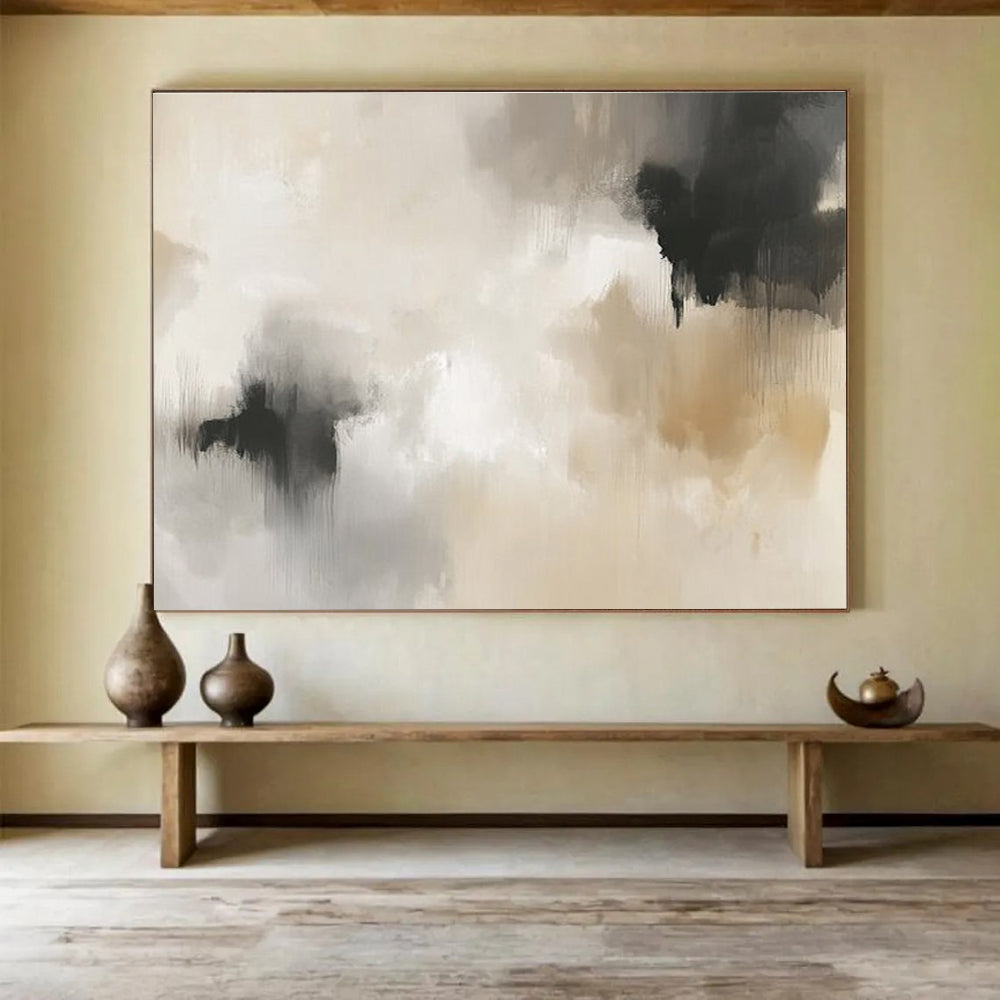 Beige and Gray Abstract with Soft Brushstrokes Abstract Painting ABS379