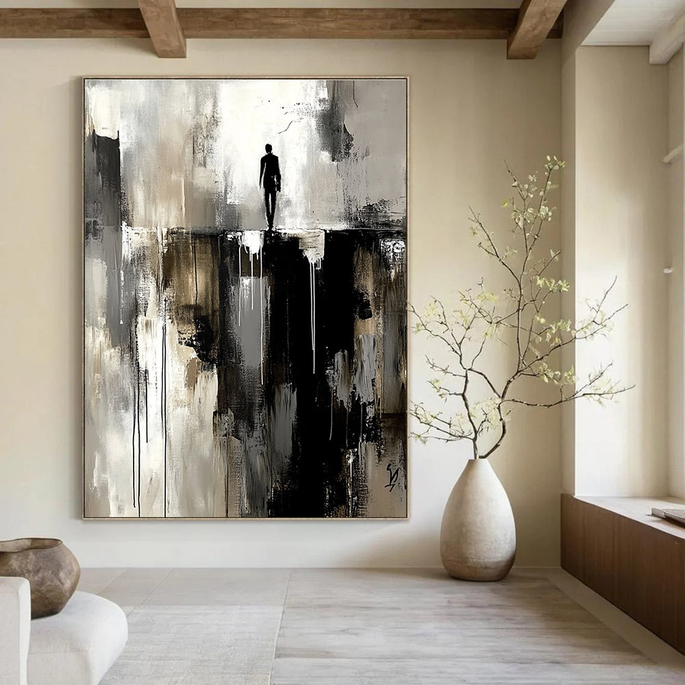 Silhouette on Precipice Abstract Painting for Bold Statements GAB0691