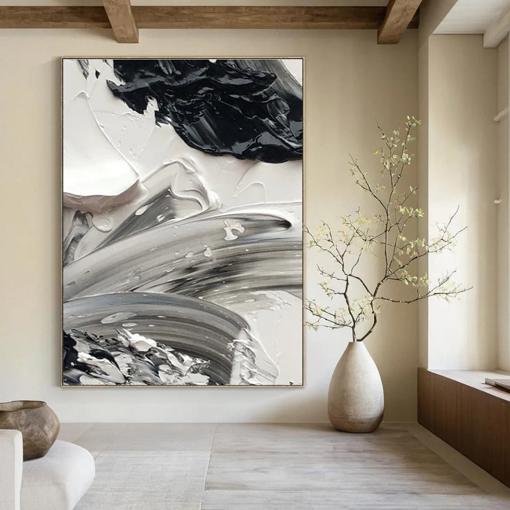Monochrome Dynamic Strokes Painting for Art - Focused Studios HENG445