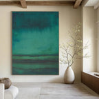 Teal Gradient Abstract Painting for Serene Spa Lounges HENG473