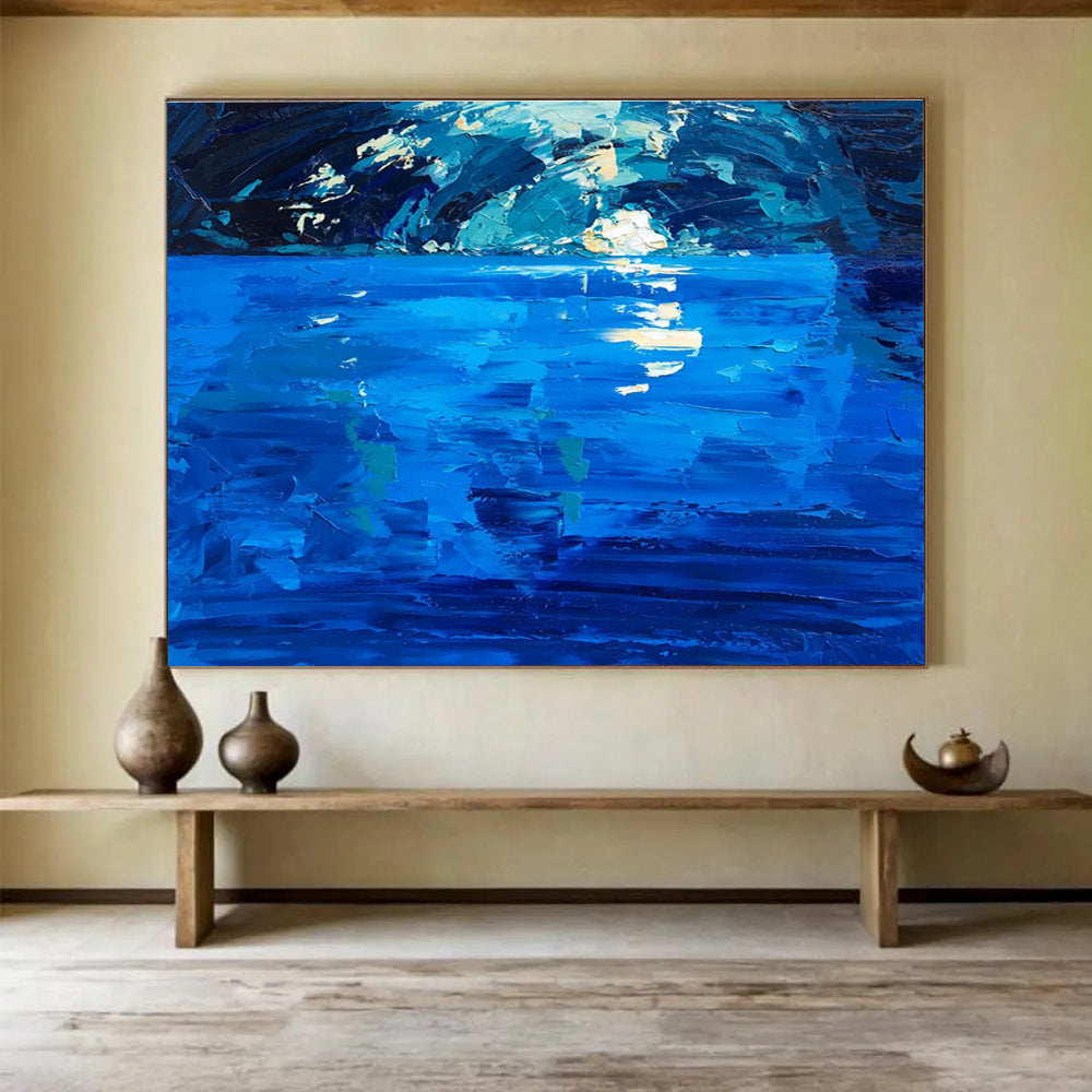 Moonlit Sea Abstract Painting for Seaside Bedroom Retreats YHT448