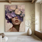 Woman with Purple Floral Veil Painting for Romantic Interiors HENG329