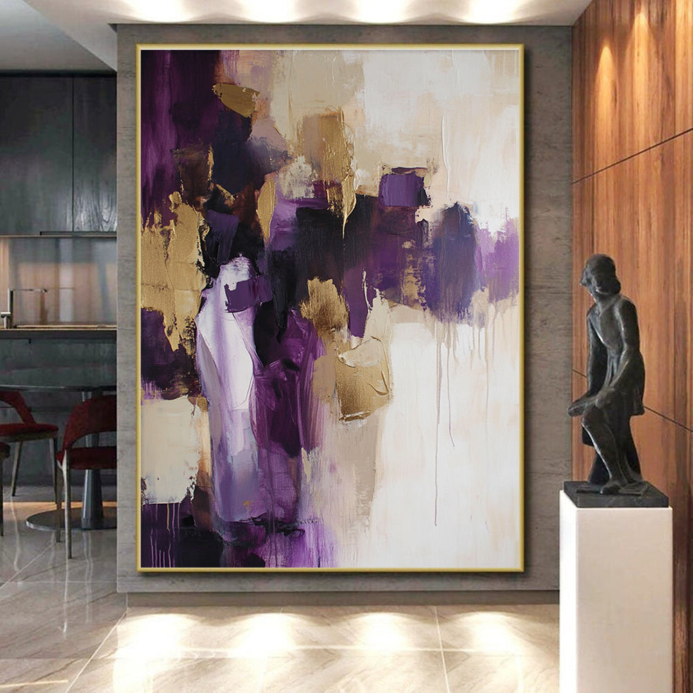 Purple Gold Beige Abstract Painting with Luxurious Warmth WINK462