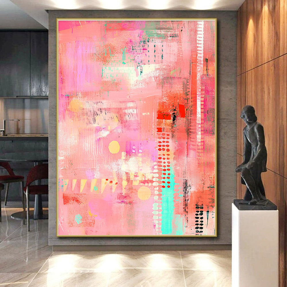 Playful Pink Abstract with Accents Abstract Painting with Cheerful Flair WINK256
